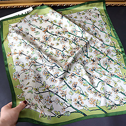 70cm Square Scarf Fashion Printing Pure Silk Kerchief For Women 100% Mulberry Silk Satin Square Scarves Cover Image