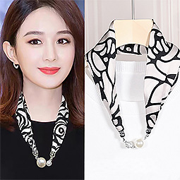 Magnetic Clasp Small Scarf Versatile Small Neckerchief Magnetic Clasp Fashion Ribbon Lazy Scarf Cover Image